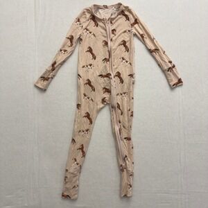 Angel Dear Long Sleeve Footie‎ Zippy Jumpsuit 18-24 Months Horse Print Fold Over